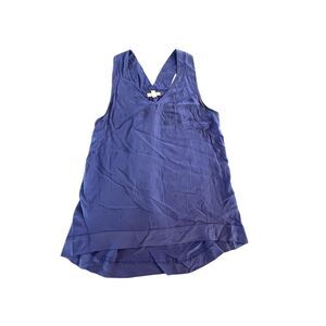 Silence + Noise Women's Blue Purple Silk Sleeveless V-Neck Blouse Size L